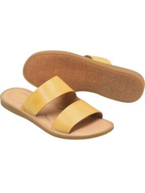 Born Mika Sandal Yellow Leather Slip On Slides Size 8